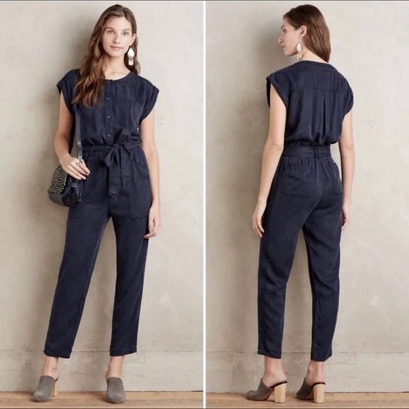 Anthropologie Pants - Anthropologie Hei Hei Navy Chambray Jumpsuit